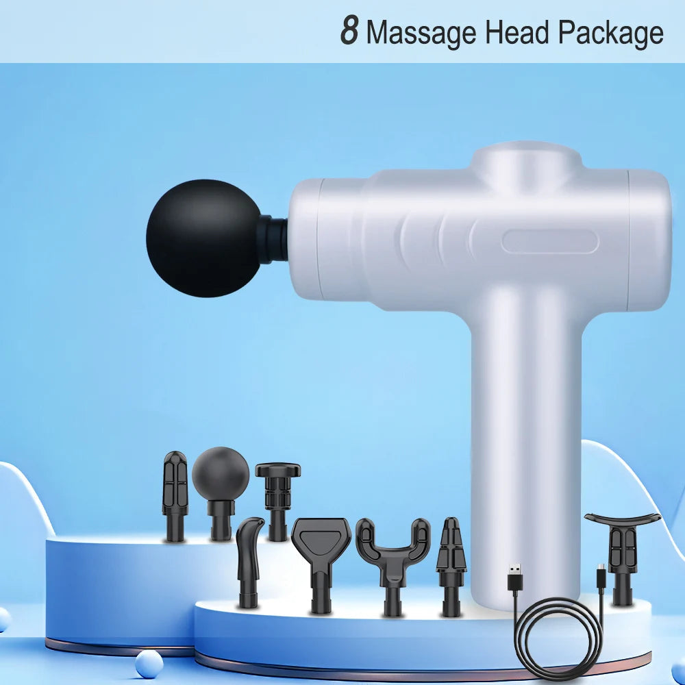 Massage Gun Variable Frequency 5 Levels Fascial gun Dual mode 4x Strike Massager head Massager Body Neck Back Leg Fitness Tool American Fitness CLub