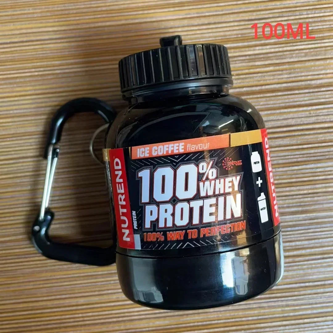 100ML Portable Protein Powder Bottle With Whey Keychain Health Funnel Medicine Box Small Water Cup Outdoor camping Container American Fitness CLub