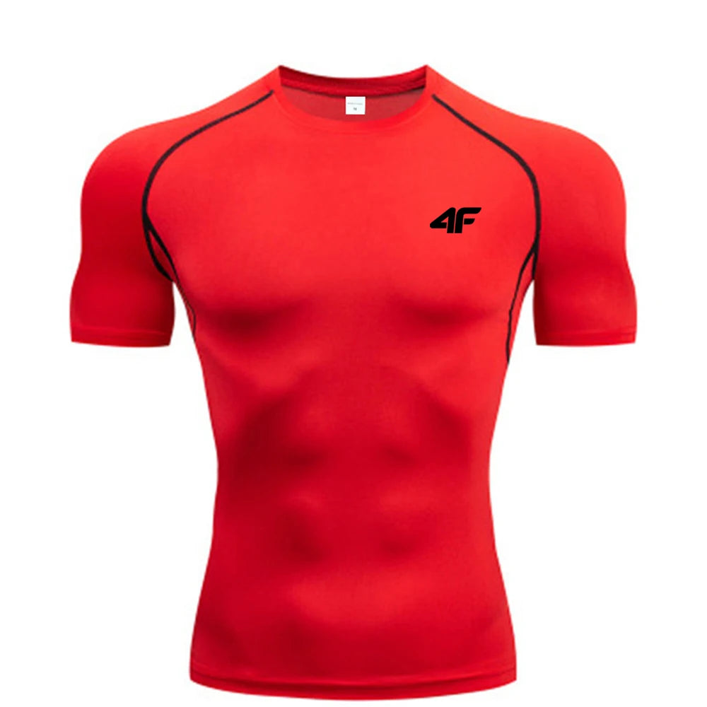 Compression T Shirt Men Summer Sportswear Running T-shirt Elastic Quick Dry Sport Tops Tee Athletic Gym Workout Shirts Men American Fitness CLub