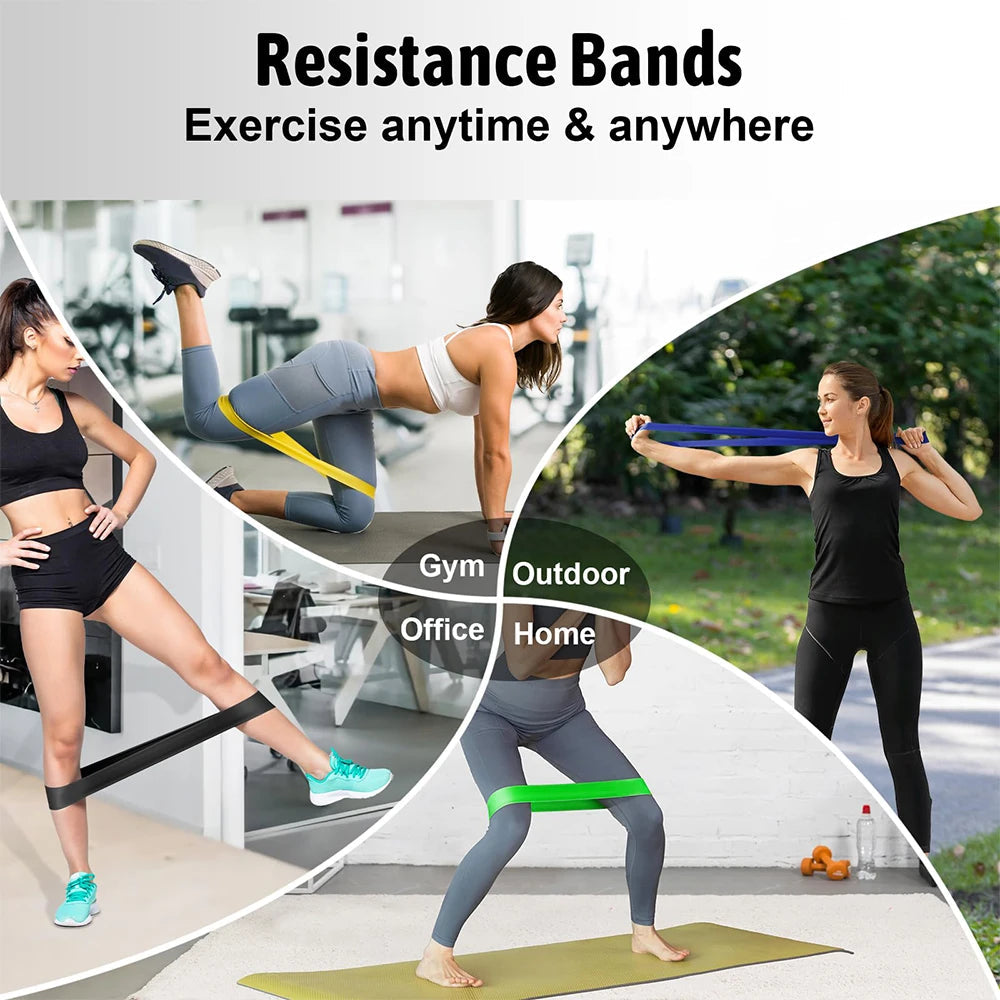 Resistance Bands for Working Out Elastic Exercice Loop Band for Pilates Yoga Starter Set of 5 for Booty Legs Stretch Flexbands American Fitness CLub
