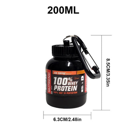 100/200ml Portable Protein Powder Supplement Container Lightweight Leakproof Storage Bottle American Fitness CLub