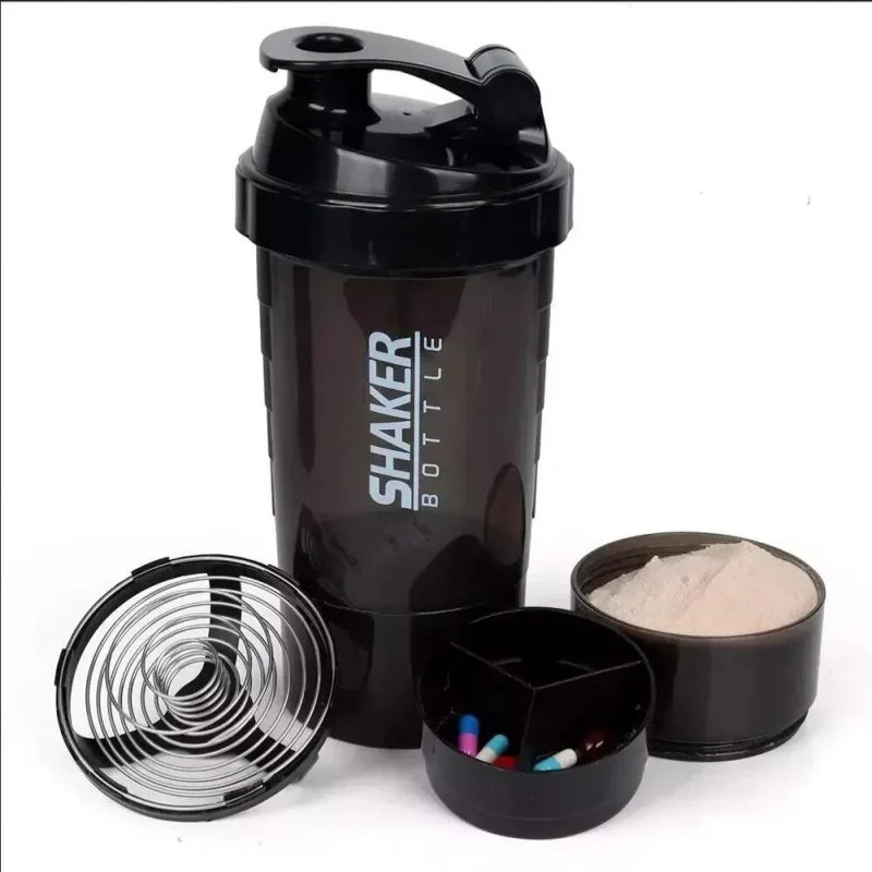 3 Layers Shaker Protein Bottle Powder Shake Cup Large Capacity Water Bottle Mixing Cup Body Building Exercise Mixing Bottle American Fitness CLub