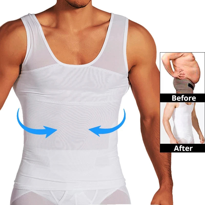 Compression Shirts for Men Slimming Undershirt Body Shaper Fitness Tank Tops Workout Sleeveless Shapewear Vest Mesh Cross Tops American Fitness CLub