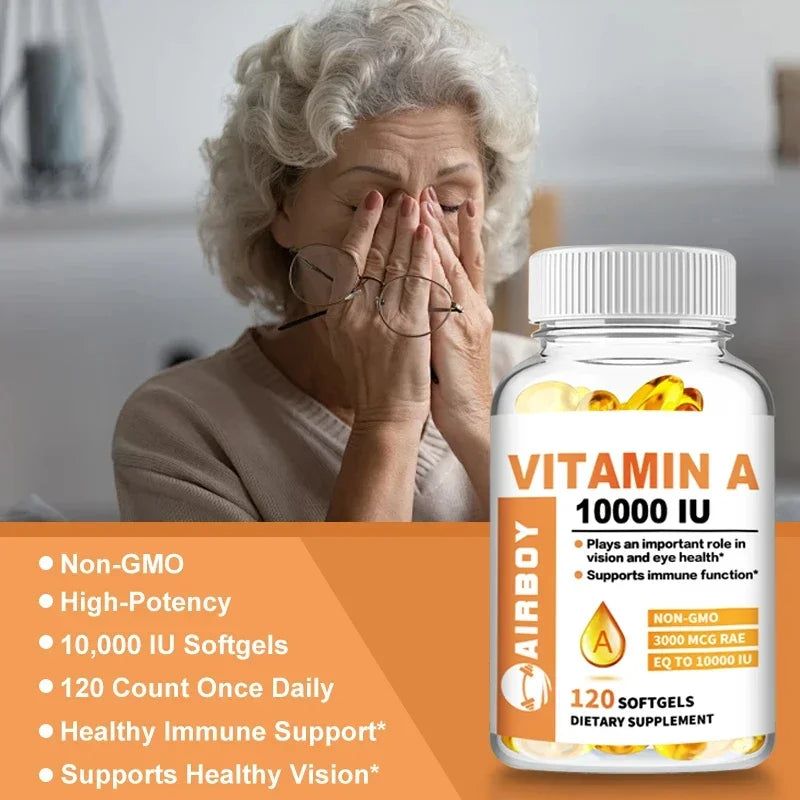 Vitamin A 10000IU - Supports Healthy Vision and Immune System, Skin Health - Non-GMO, Gluten FreeSupplements American Fitness CLub