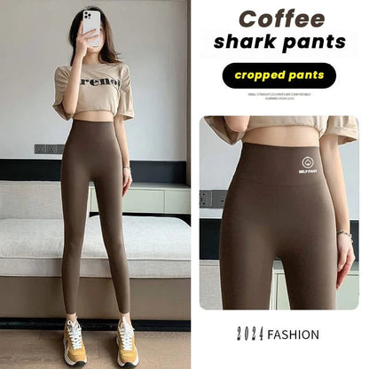 Womens High Waisted Seamless Leggings Sports Fitness Yoga Pants Gym Leggings Womens Elastic Shark Pants Cycling Pants Summer American Fitness CLub
