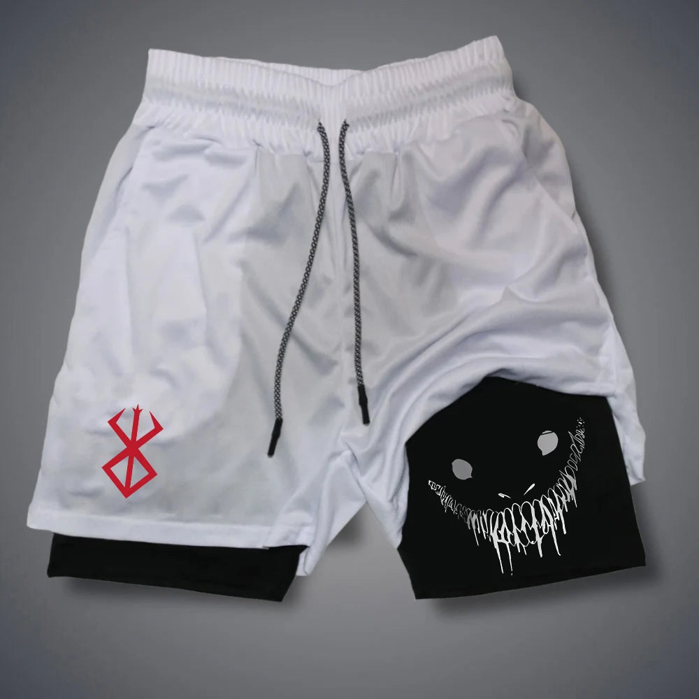 Summer Men Running Shorts Fitness Gym Training 2 in 1 Sports Shorts Quick Dry Workout Jogging Double Deck Shorts American Fitness CLub