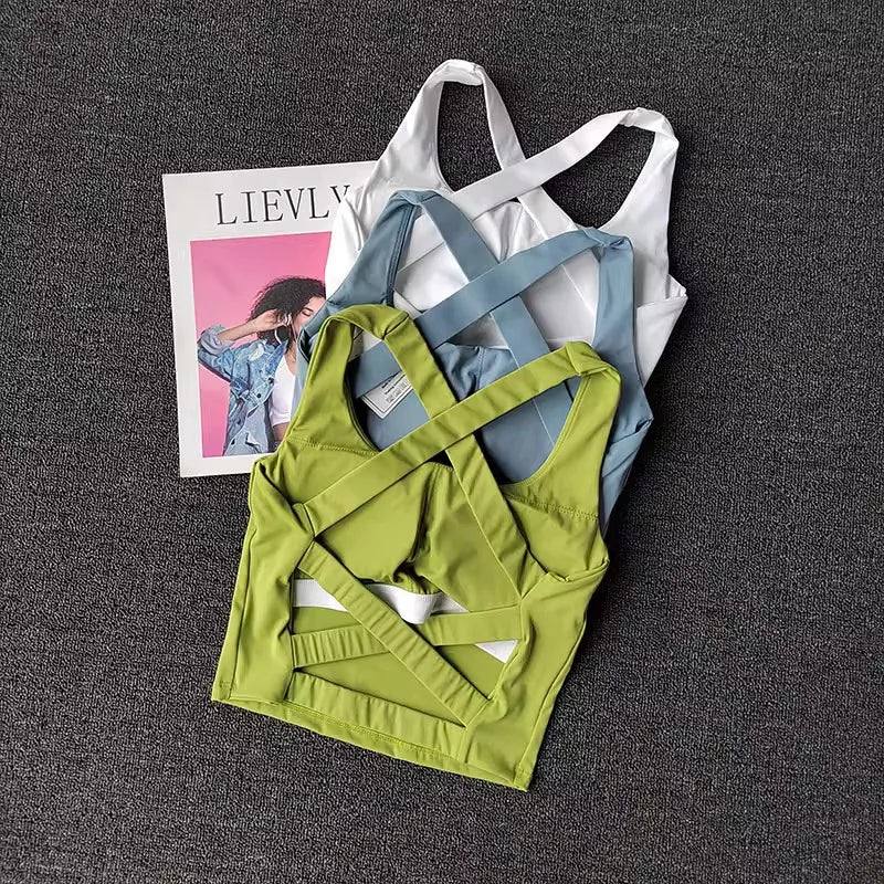 Women Sports Bra Top Push Up Fitness Yoga Bra Underwear Sport Tops For Women Breathable Running Vest Bralette Gym Wear Female American Fitness CLub