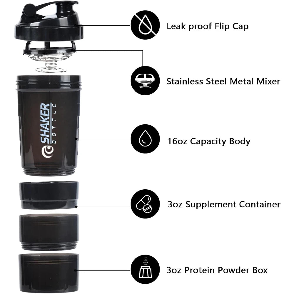 Premium Protein Shaker Cup 20 oz Protein Shaker Cup with Metal Stirrer, Great for Protein Shakes and Pre-Workout Drinks American Fitness CLub
