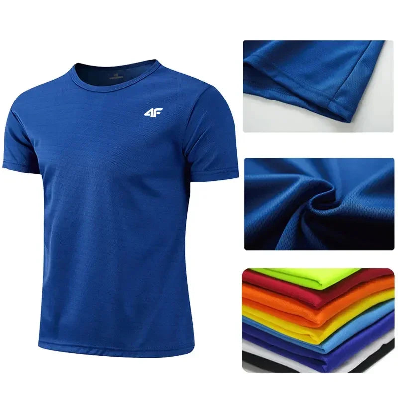Men's Summer Exercise Trainning T-shirt High Quality Breathable Quick Dry Short Sleeved Top Marathon Gym Fitness Basketball Tees American Fitness CLub