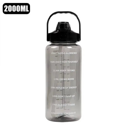 Water Bottle 2 Liter Stay Hydrated Motivated Leakproof Plastic Sport Bottle Reminder Times Sports Outdoor Fitness Office Indoor American Fitness CLub