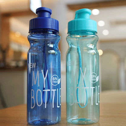 550ml Plastic Water Bottle Portable Sports Cup With Anti Drop Rope Outdoor Water Container Color Transparent Pet Flip Cover American Fitness CLub