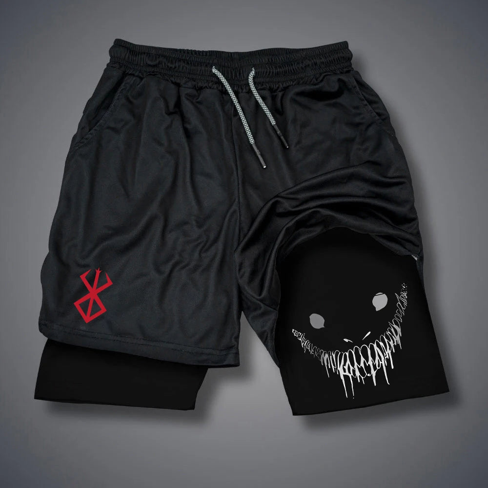 Summer Men Running Shorts Fitness Gym Training 2 in 1 Sports Shorts Quick Dry Workout Jogging Double Deck Shorts American Fitness CLub