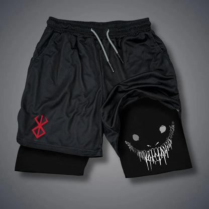 Summer Men Running Shorts Fitness Gym Training 2 in 1 Sports Shorts Quick Dry Workout Jogging Double Deck Shorts American Fitness CLub