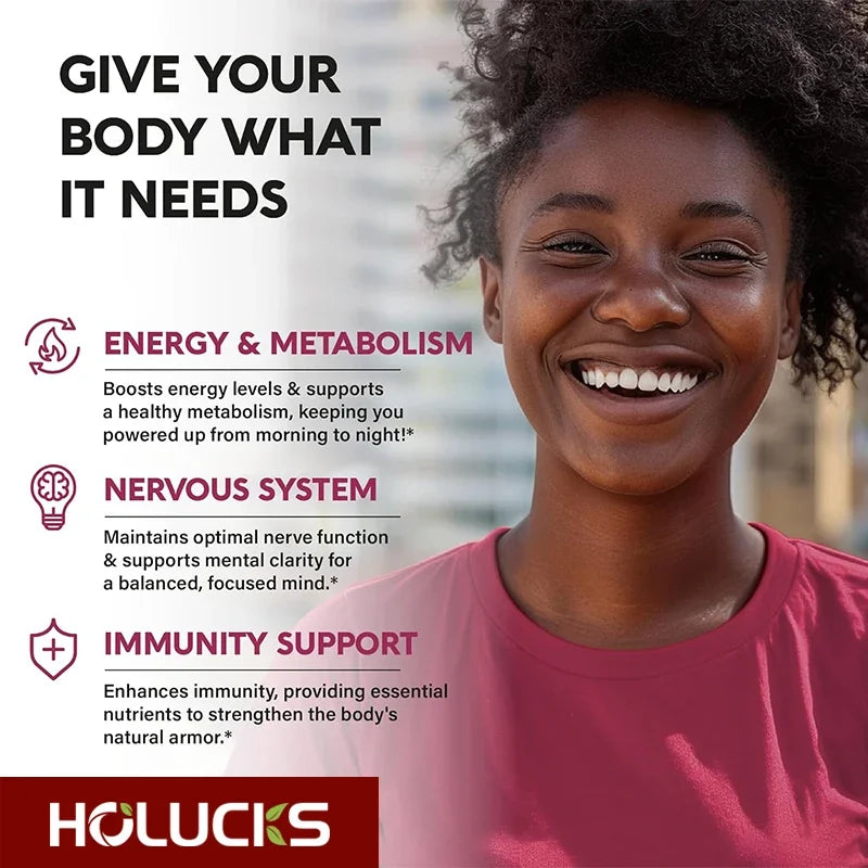 Vitamin B Complex Supplement - (B1, B2, B3, B5, B6, B7, B8, B9, B12 Folic Acid&Biotin) with Vitamin C, Inositol - Energy Healthy American Fitness CLub