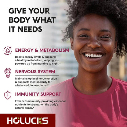 Vitamin B Complex Supplement - (B1, B2, B3, B5, B6, B7, B8, B9, B12 Folic Acid&Biotin) with Vitamin C, Inositol - Energy Healthy American Fitness CLub