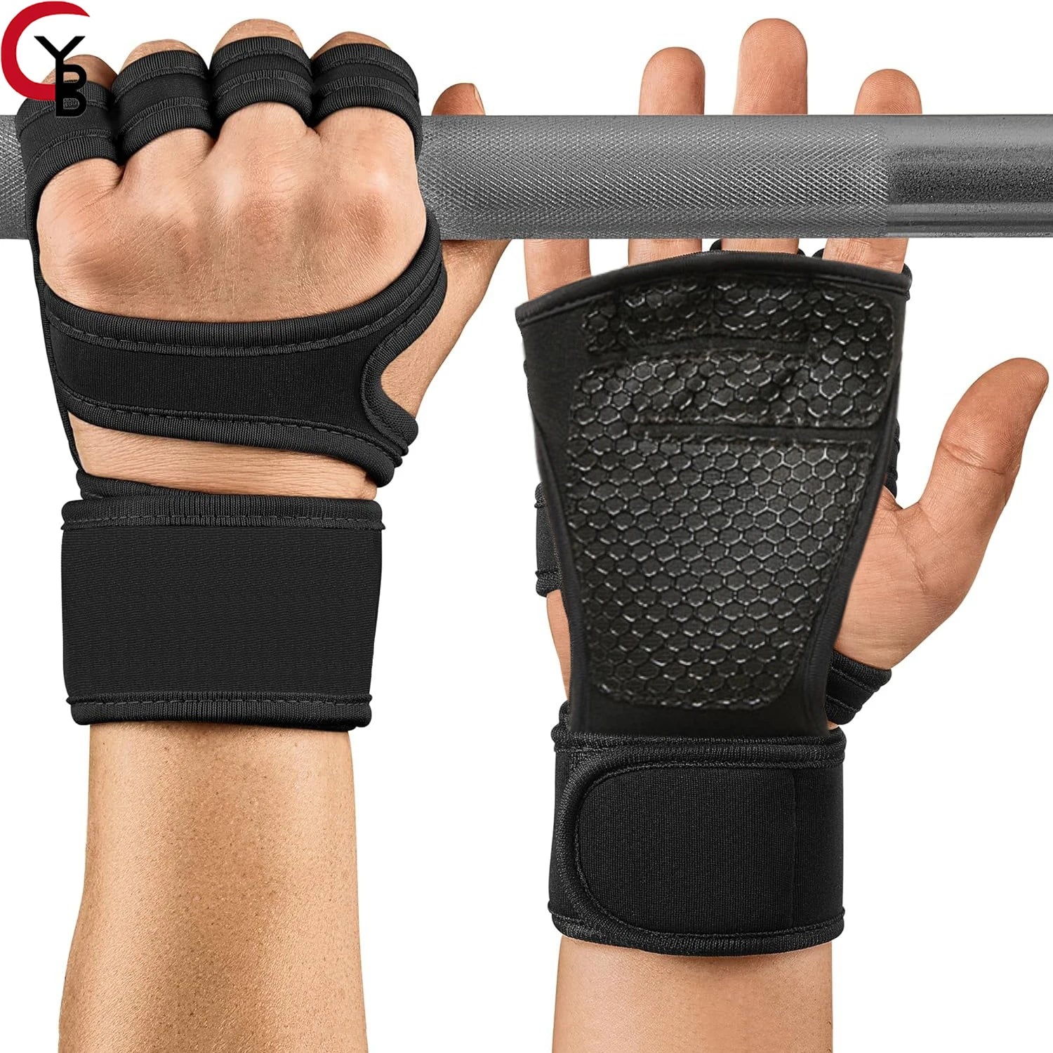 Sports Weight Lifting Workout Gloves ，with Built-in Wrist Wraps Full Palm Protection，Grip Great for Gym Pull Ups Cross Training American Fitness CLub