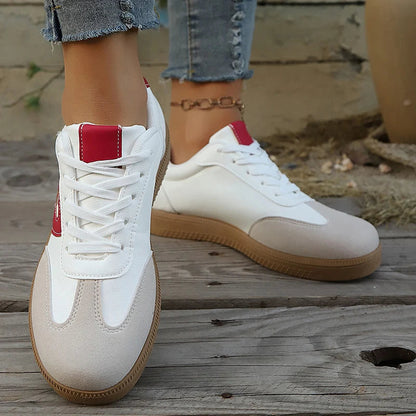 Lightweight Fashion Sneakers for Women Breathable Non Slip Casual Sports Shoes Woman Comfortable Lace Up Flat Sneakers Plus Size American Fitness CLub