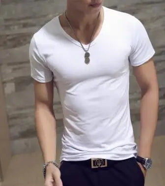 New Top Tees Man T Shirt Fitness T-shirts Mens V Neck Man T-shirt for Male Tshirts 4XL Plus Size Oversized T Shirt  Men Clothing American Fitness CLub