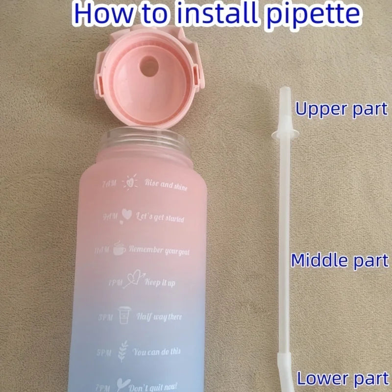 Water Bottle 2 Liter Stay Hydrated Motivated Leakproof Plastic Sport Bottle Reminder Times Sports Outdoor Fitness Office Indoor American Fitness CLub