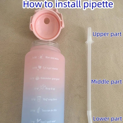 Water Bottle 2 Liter Stay Hydrated Motivated Leakproof Plastic Sport Bottle Reminder Times Sports Outdoor Fitness Office Indoor American Fitness CLub