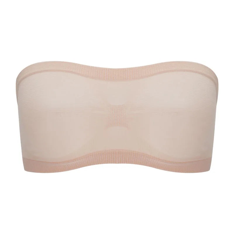 Breathable Mesh Tube Bra Strapless Crop Tops Women Sexy Bralette Shouderless Bandeau Female No Padded Underwear Seamless Tank American Fitness CLub