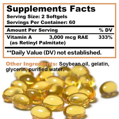 Vitamin A 10000IU - Supports Healthy Vision and Immune System, Skin Health - Non-GMO, Gluten FreeSupplements American Fitness CLub