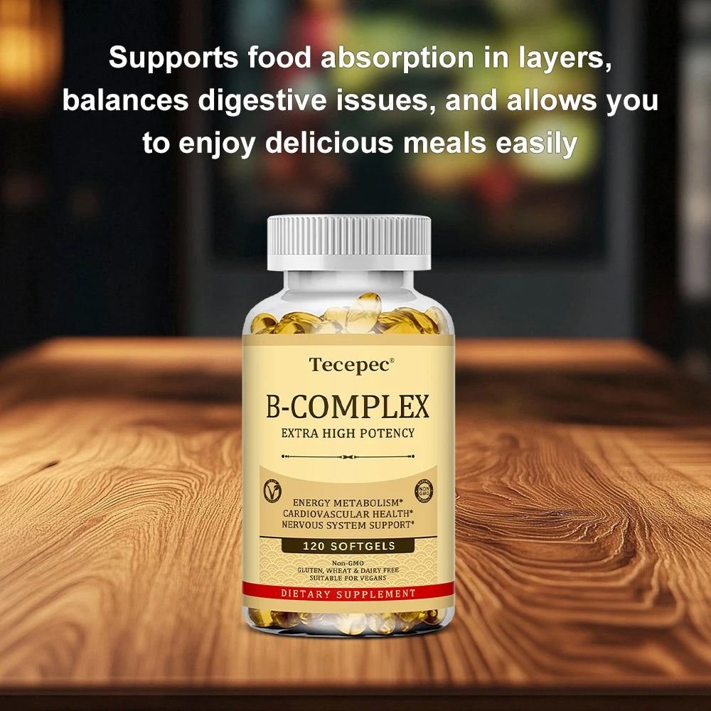 Vitamin B Complex-Contains Vitamins B1, B2, B3, B6, B5, B12 - Replenish Energy, Fight Stress and Enhance Immunity - 120 Capsules American Fitness CLub