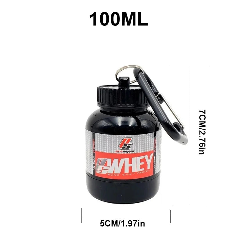 100/200ml Portable Protein Powder Supplement Container Lightweight Leakproof Storage Bottle American Fitness CLub