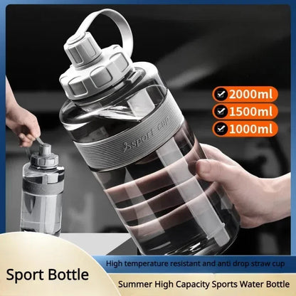 2 Liter Big Water Bottle With Straw 2L/1.5L/1L/0.6L Large Capacity School Gym Sports Drinking Bottles Fitness botella de agua 물병 American Fitness CLub