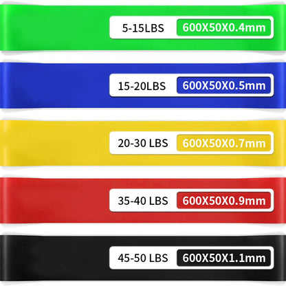 Resistance Bands for Working Out Elastic Exercice Loop Band for Pilates Yoga Starter Set of 5 for Booty Legs Stretch Flexbands American Fitness CLub