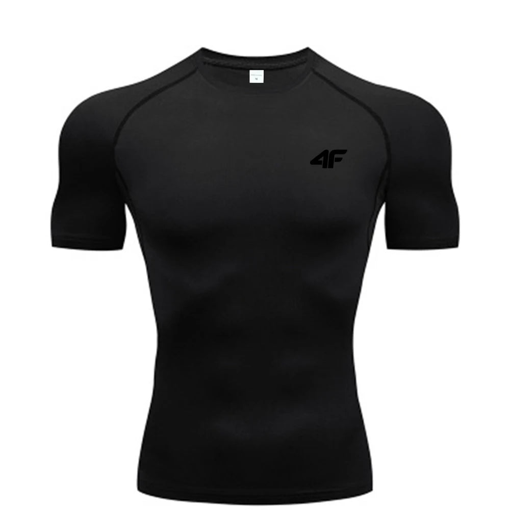 Compression T Shirt Men Summer Sportswear Running T-shirt Elastic Quick Dry Sport Tops Tee Athletic Gym Workout Shirts Men American Fitness CLub
