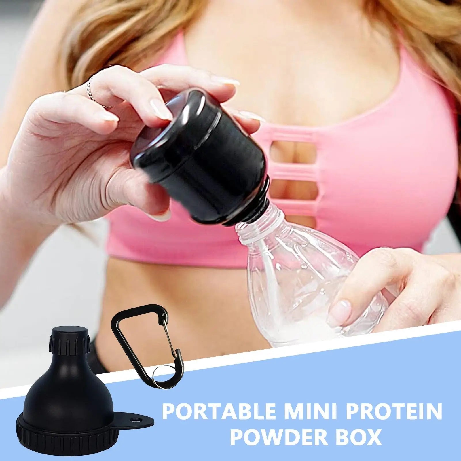 Protein Powder Travel Container Portable Mini Protein Powder Bottle with Keychain Funnel Box Container Small Cup Outdoor Storage American Fitness CLub