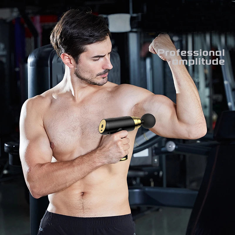 Massage Gun LCD Digital Body Massager Profesional Electric Deep Tissue Massager Neck Body Massage Relaxation Fascial Gun American Fitness CLub