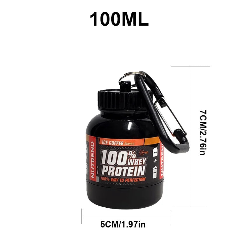 100/200ml Portable Protein Powder Supplement Container Lightweight Leakproof Storage Bottle American Fitness CLub