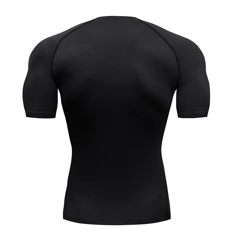Compression T Shirt Men Summer Sportswear Running T-shirt Elastic Quick Dry Sport Tops Tee Athletic Gym Workout Shirts Men American Fitness CLub