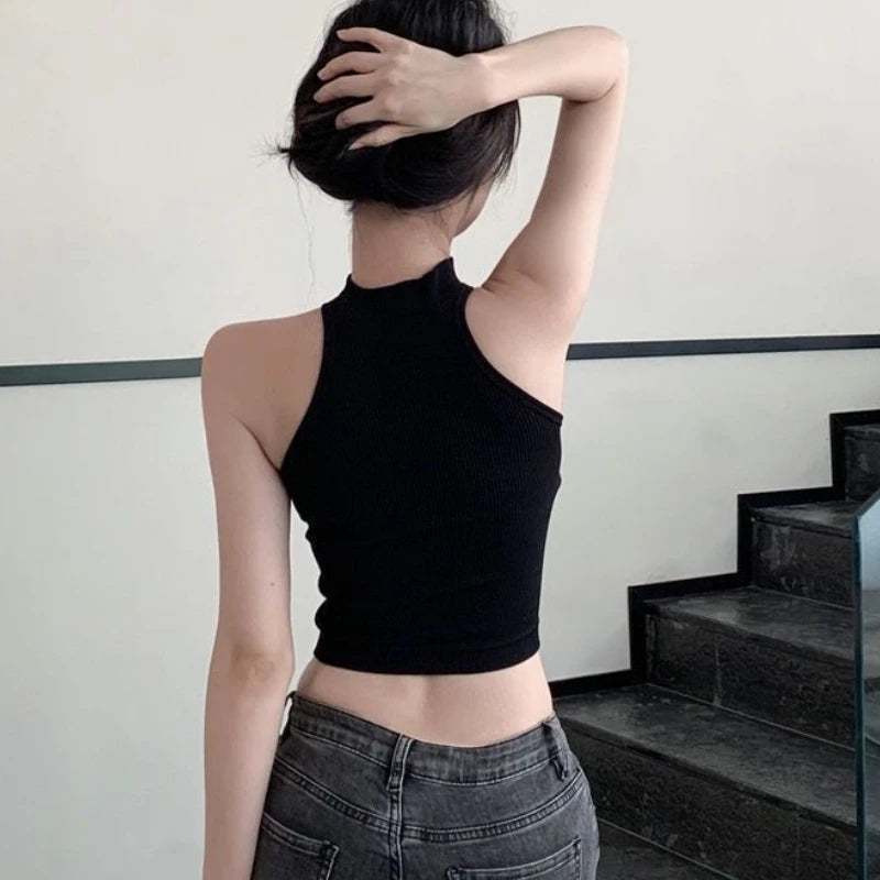 Tanks Tops Women Crop Chinese Style Sexy Slim Vintage Sleeveless Basics Pure Temper Топ Женский Designer Personal Streetwear Ins American Fitness CLub