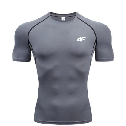 Compression T Shirt Men Summer Sportswear Running T-shirt Elastic Quick Dry Sport Tops Tee Athletic Gym Workout Shirts Men American Fitness CLub