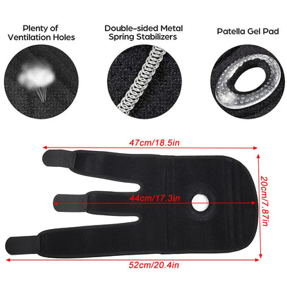 1Pcs Knee Brace with Side Stabilizers & Patella Gel Pads for Maximum Knee Pain Support and Fast Recovery for Men and Women American Fitness CLub