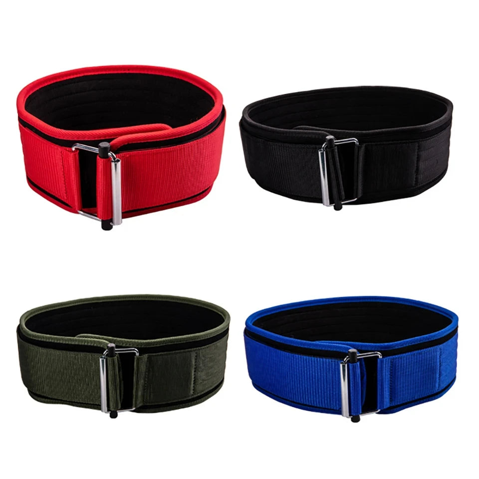 Self-locking Buckle Weightlifting Belt Fitness Adjustable Nylon Gym Workout Belts Deadlifting Squatting Lifting Back Support American Fitness CLub