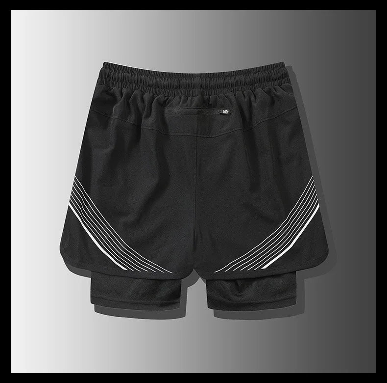 Running Shorts Men Gym Sports Shorts 2 In 1 Quick Dry Workout Training Gym Fitness Jogging Short Pants Summer Men Shorts American Fitness CLub