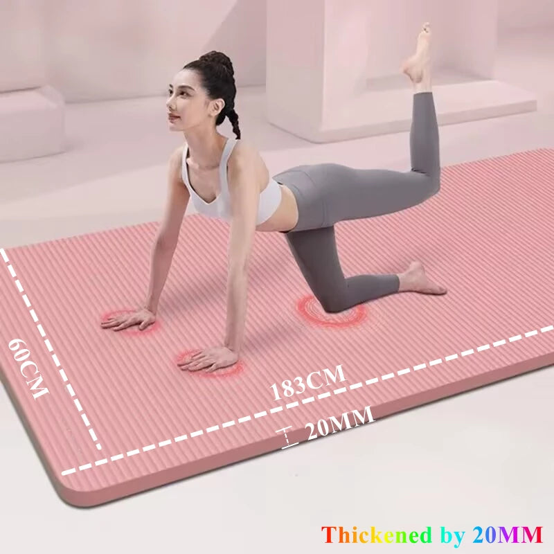 20MM 183×60cmThick Yoga Mats Anti-slip Sport Fitness Mat Blanket for Exercise Yoga and Pilates Gymnastics Mat Fitness Equipment American Fitness CLub
