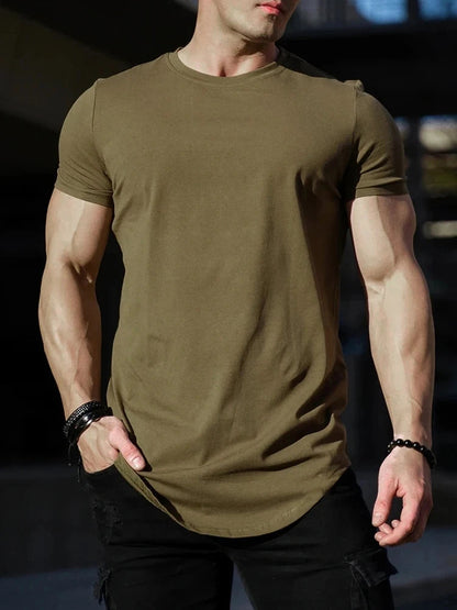 Muscle Fitness T-shirt Summer Men's Athleisure Workout short sleeve T-shirt High Quality cotton Men T-shirt Gym Sport Shirt Tops American Fitness CLub