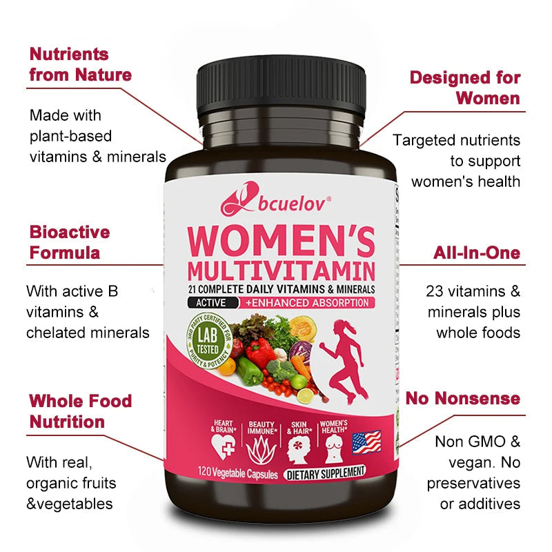 Women's Multivitamin Supplement - 21 Daily Vitamins and Minerals-Brain, Heart, Joints, Skin, Hair, Immunity, Enhanced Absorption American Fitness CLub