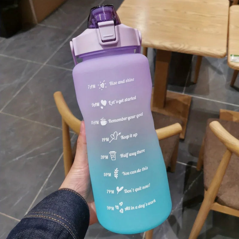 Water Bottle 2 Liter Stay Hydrated Motivated Leakproof Plastic Sport Bottle Reminder Times Sports Outdoor Fitness Office Indoor American Fitness CLub