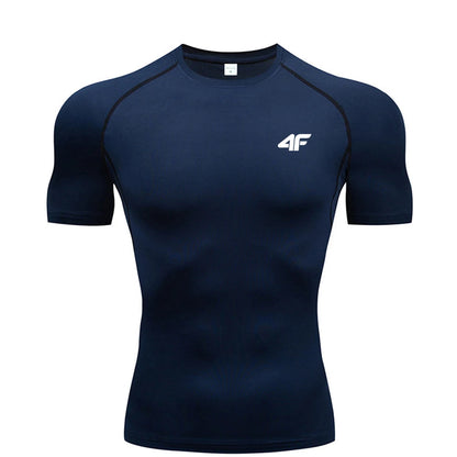 Compression T Shirt Men Summer Sportswear Running T-shirt Elastic Quick Dry Sport Tops Tee Athletic Gym Workout Shirts Men American Fitness CLub