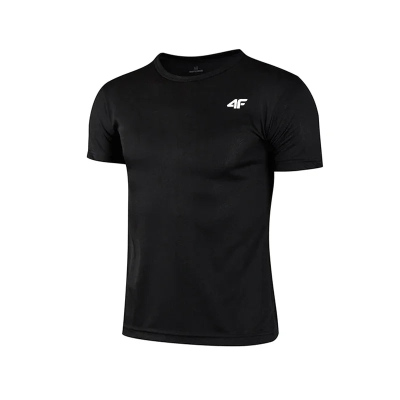 Men's Summer Exercise Trainning T-shirt High Quality Breathable Quick Dry Short Sleeved Top Marathon Gym Fitness Basketball Tees American Fitness CLub