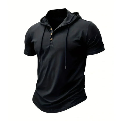 Men's T Shirt Summer Slim Fitness Hooded Short-Sleeved Tees Male Lightweight Hoodie Fitness Breathable Sports Tops American Fitness CLub