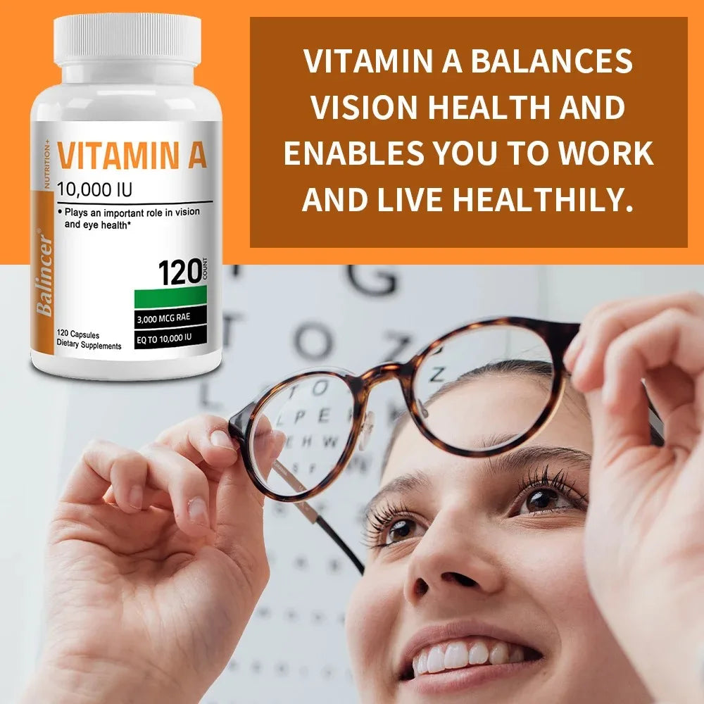 Vitamin A Capsules - Antioxidant, Promotes Healthy Skin, Eyes, and Immune System, Helps Improve Vision, Non-GMO, 120 Capsules American Fitness CLub