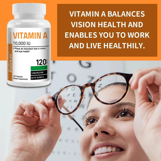 Vitamin A Capsules - Antioxidant, Promotes Healthy Skin, Eyes, and Immune System, Helps Improve Vision, Non-GMO, 120 Capsules American Fitness CLub