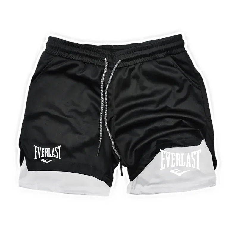 Men Running Shorts 2 In 1 Double-deck Sport Shorts Sportswear Gym Fitness Short Pants Training Jogging Bottom Men's Clothing American Fitness CLub